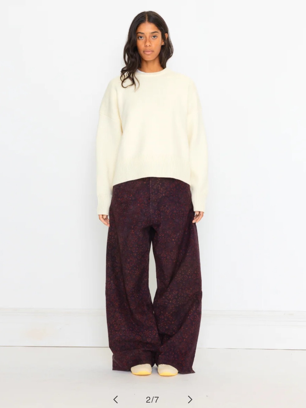 Tone Deaf Block Print Textured Wide Leg Pant Maroon Purple Size XXS x29